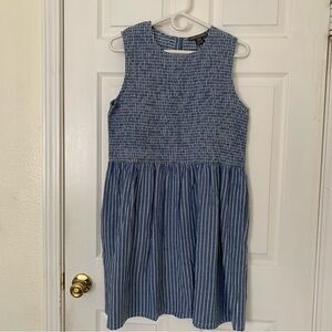French Connection  Blue Striped Dress 12 XL